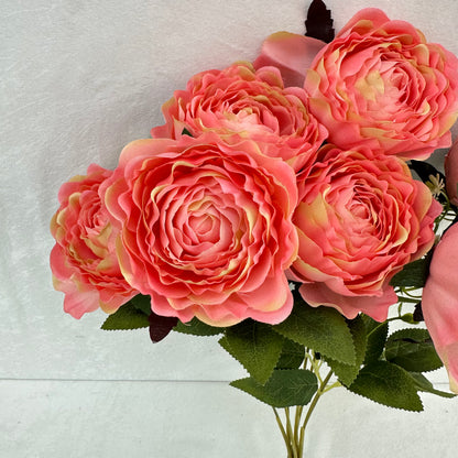 Pink Silk Wrapped Rose Bush - 7 Heads