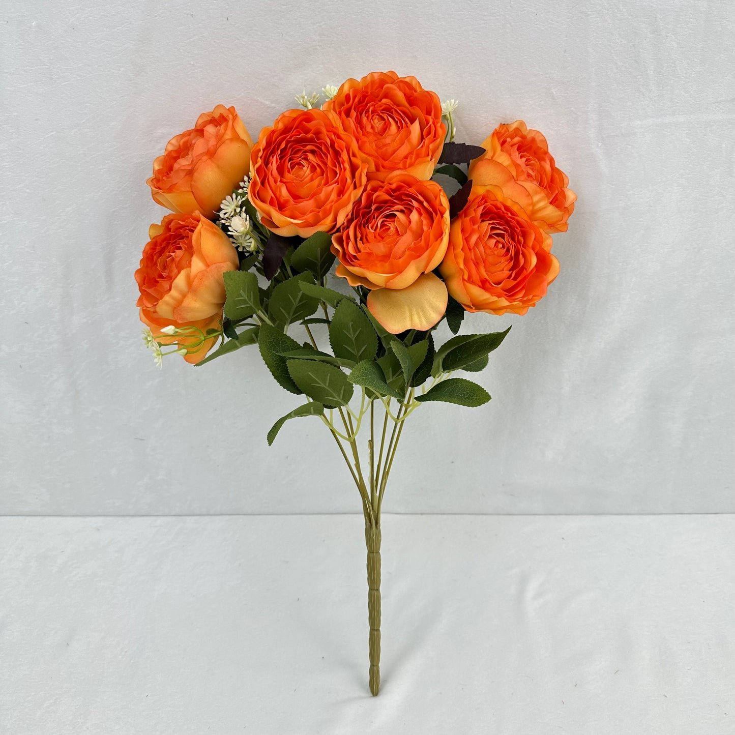 Orange Silk Wrapped Rose Bush - 7 Heads