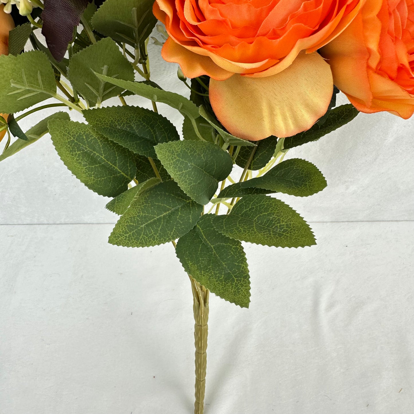 Orange Silk Wrapped Rose Bush - 7 Heads