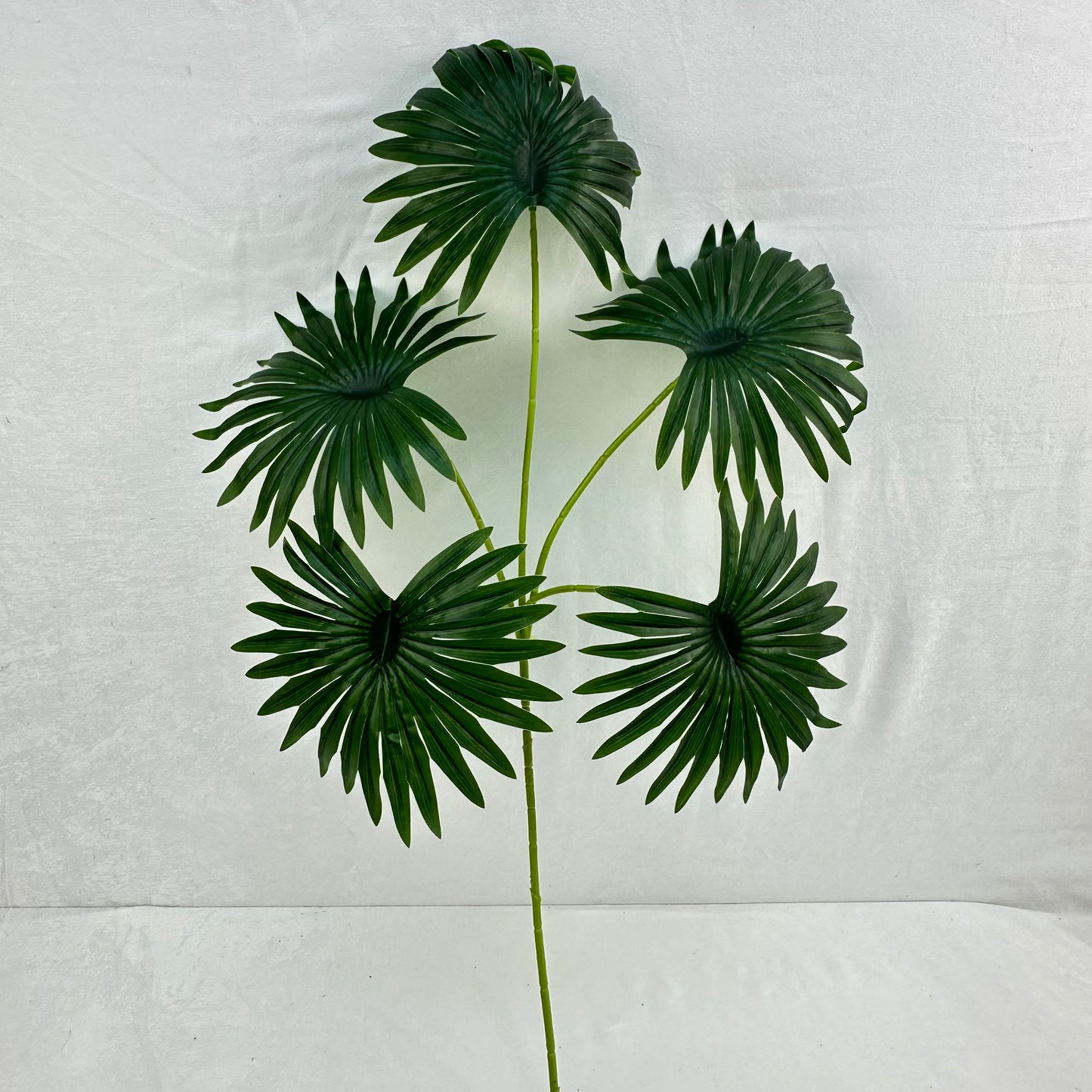 Dark Green Silk Fishtail Palm Leaf 5 Branch