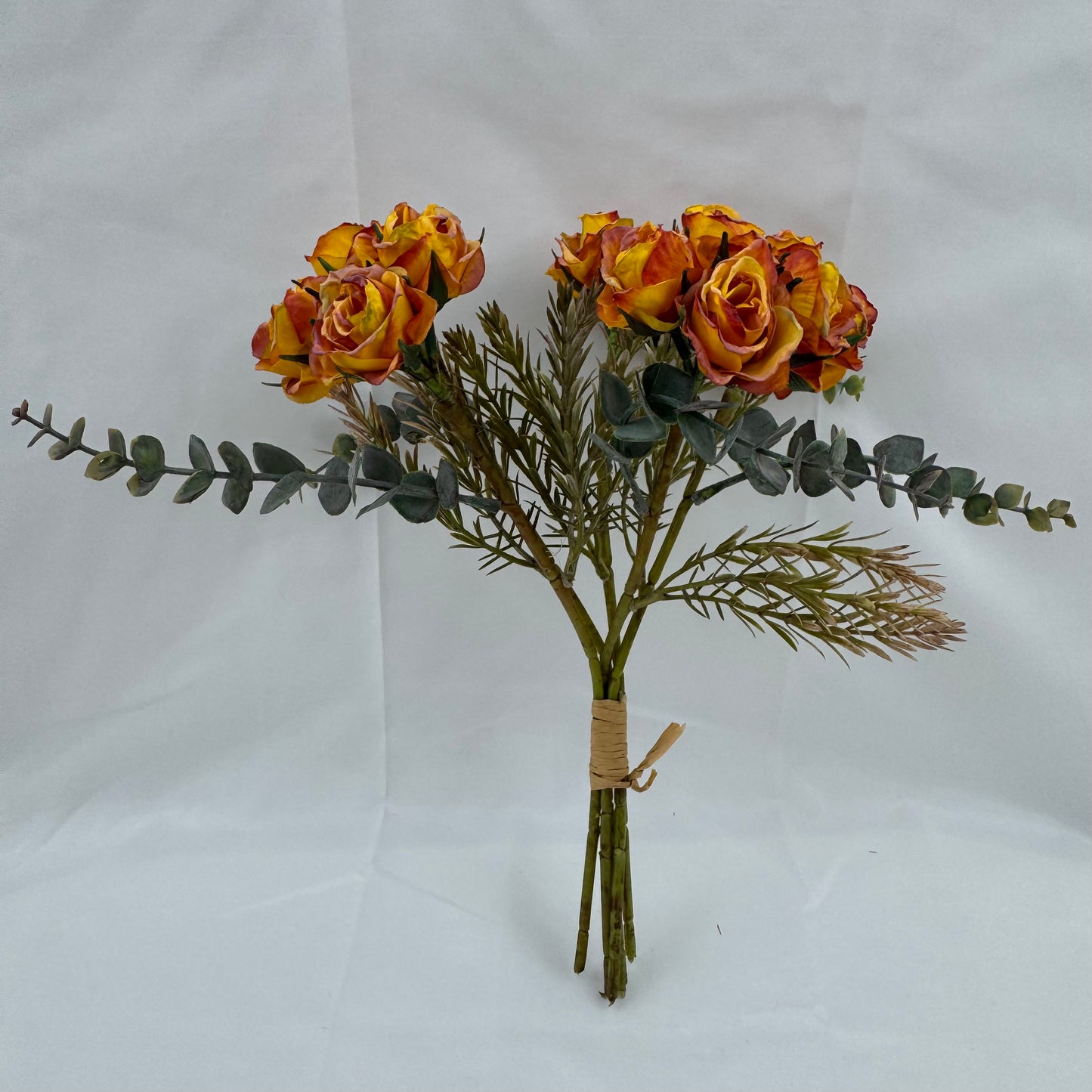Orange Silk Burnt Edge Rose Bud Bush - 20 Heads