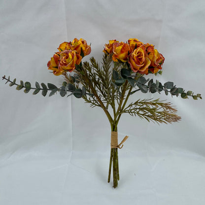 Orange Silk Burnt Edge Rose Bud Bush - 20 Heads