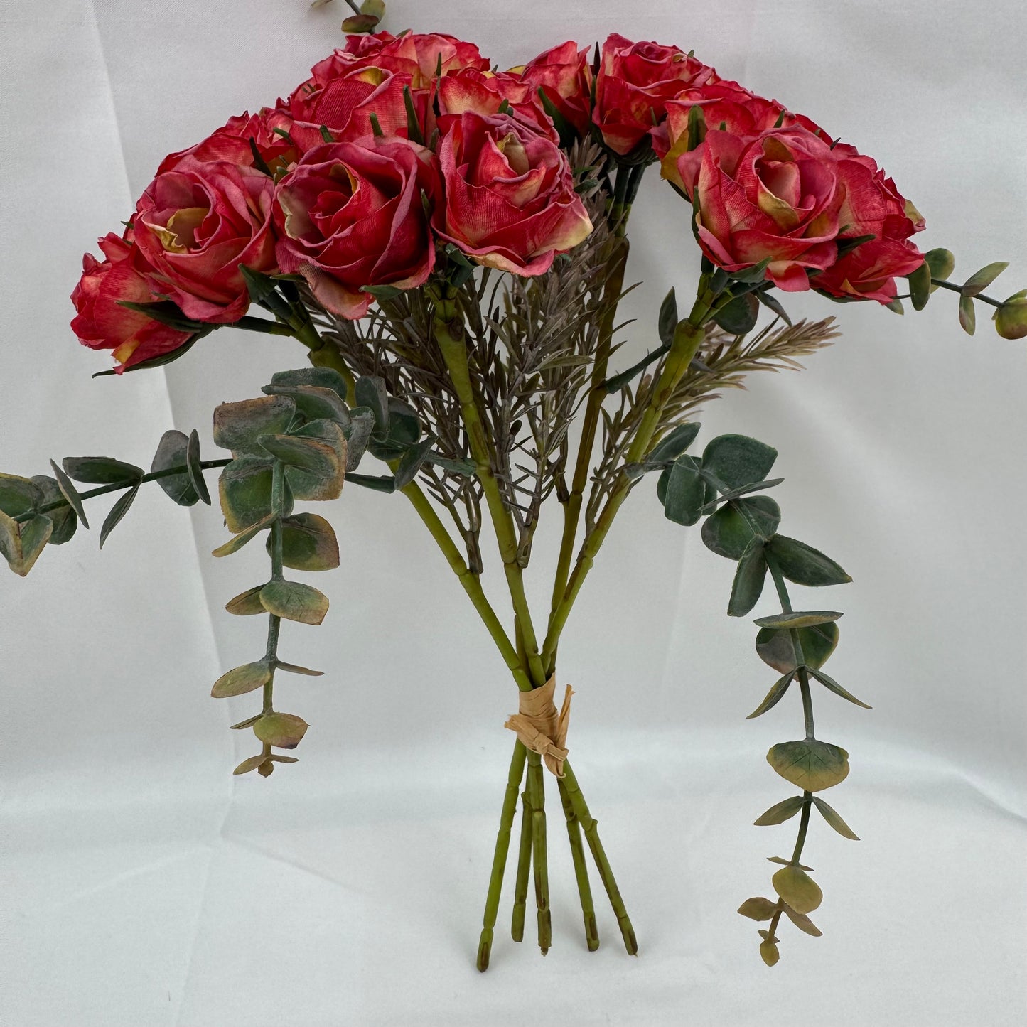 Red Silk Burnt Edge Rose Bud Bush - 20 Heads