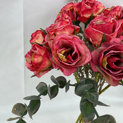 Red Silk Burnt Edge Rose Bud Bush - 20 Heads
