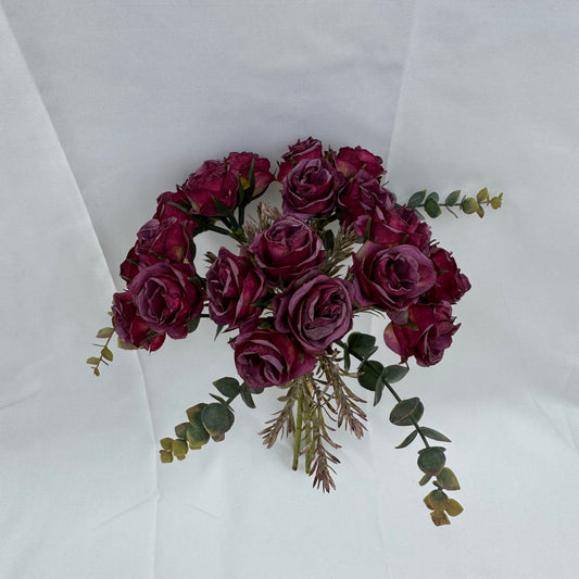 Purple Silk Burnt Edge Rose Bud Bush - 20 Heads