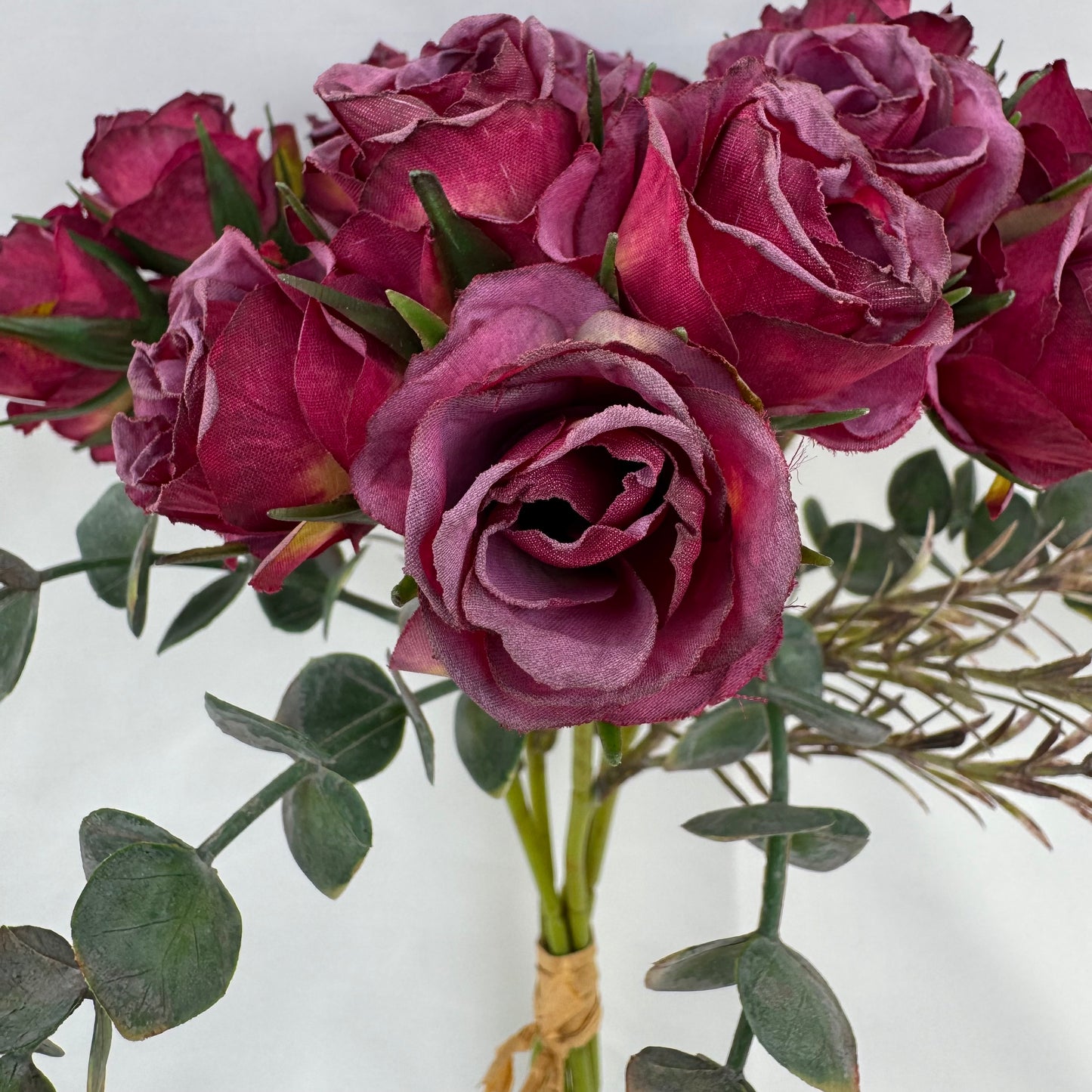 Purple Silk Burnt Edge Rose Bud Bush - 20 Heads