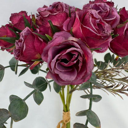 Purple Silk Burnt Edge Rose Bud Bush - 20 Heads