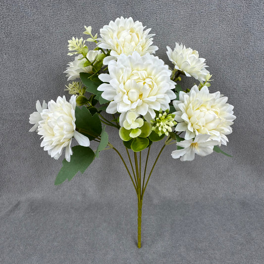 White Silk Dahlia Bush - 7 Heads
