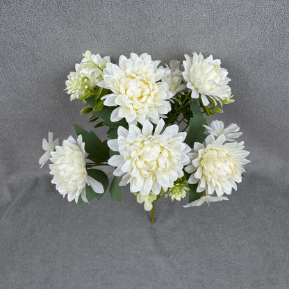 White Silk Dahlia Bush - 7 Heads