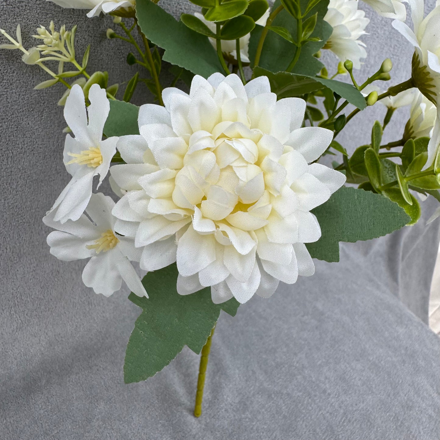 White Silk Dahlia Bush - 7 Heads