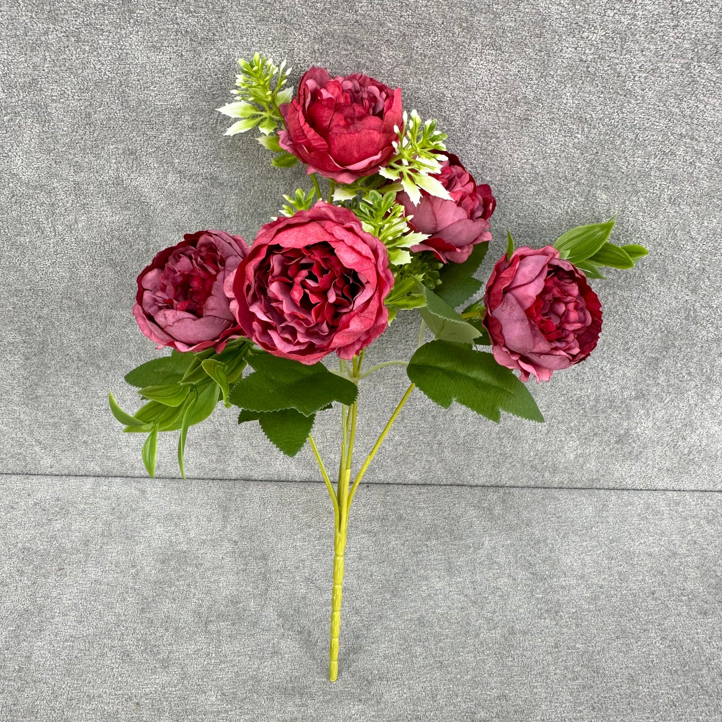 Red Silk Round Peony Bush - 5 Heads