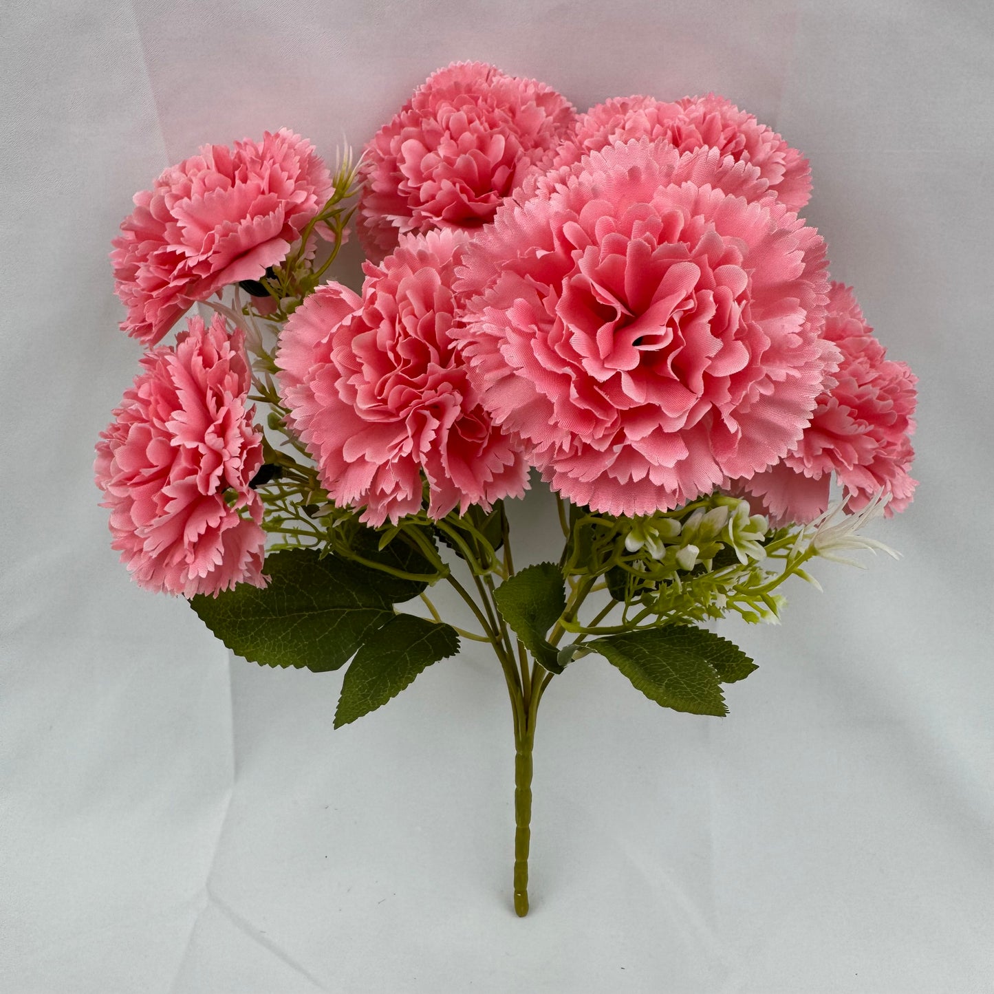 Pink Silk Carnation Bush - 7 Heads