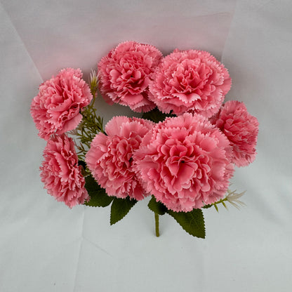 Pink Silk Carnation Bush - 7 Heads
