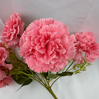 Pink Silk Carnation Bush - 7 Heads