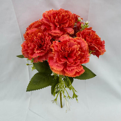 Orange Silk Carnation Bush - 7 Heads