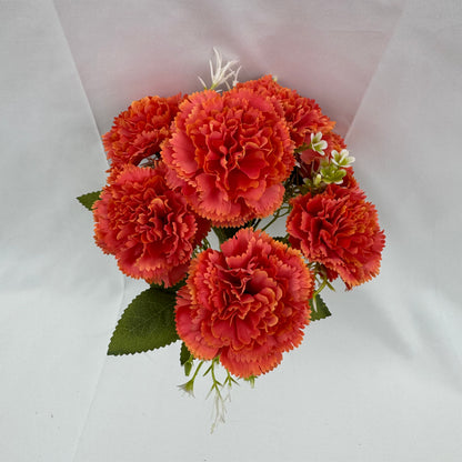 Orange Silk Carnation Bush - 7 Heads