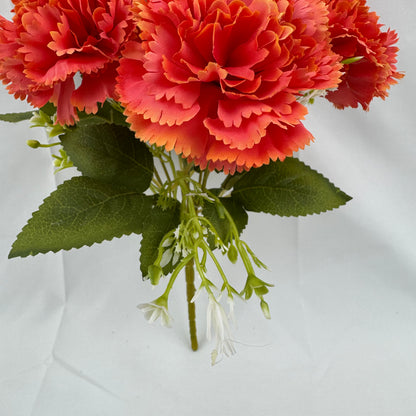 Orange Silk Carnation Bush - 7 Heads