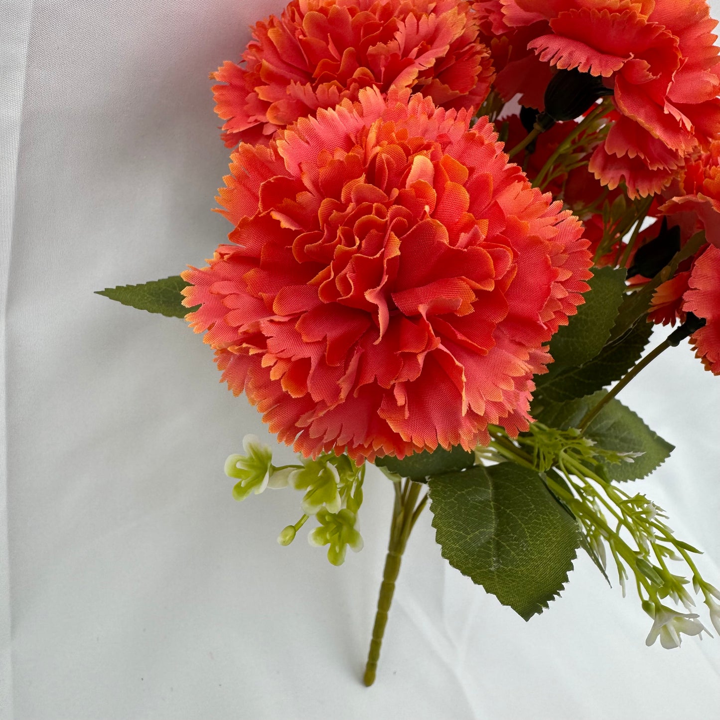 Orange Silk Carnation Bush - 7 Heads