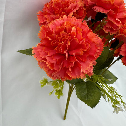 Orange Silk Carnation Bush - 7 Heads