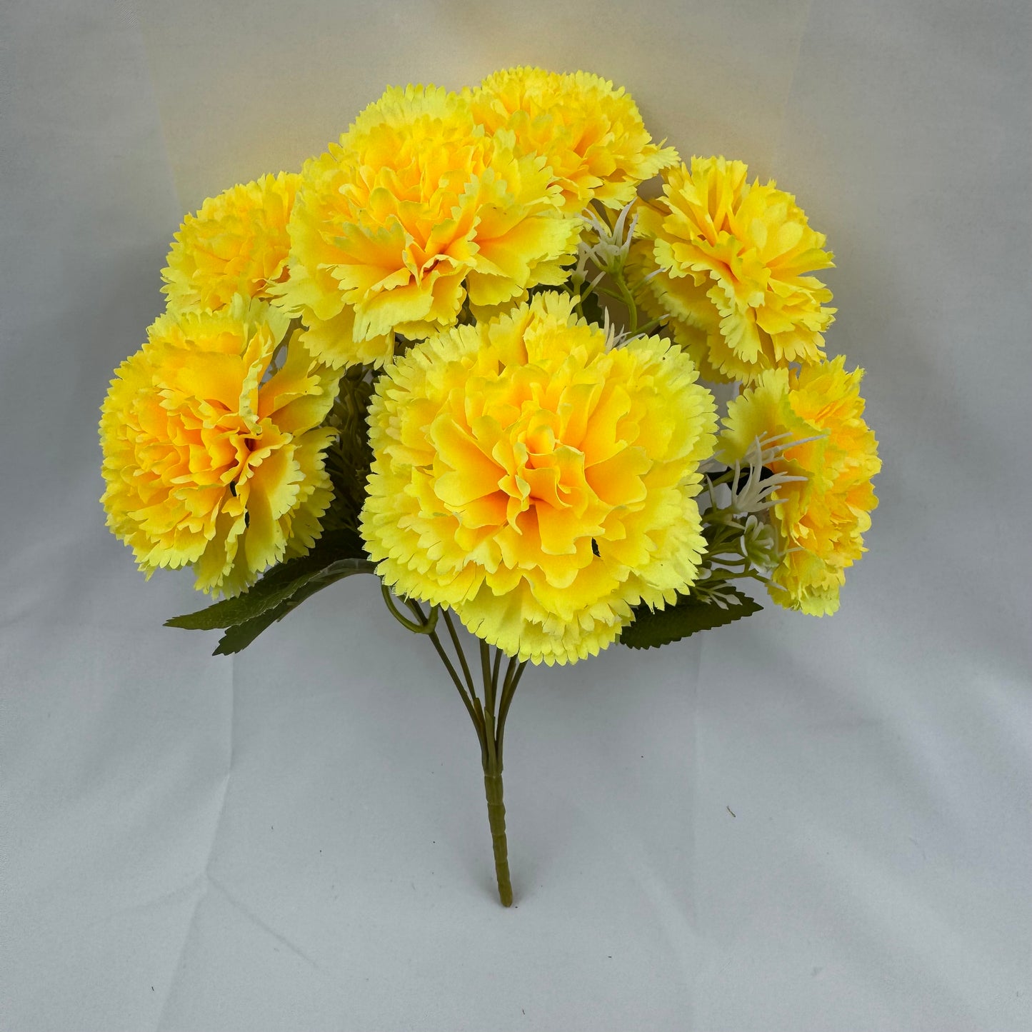 Yellow Silk Carnation Bush - 7 Heads