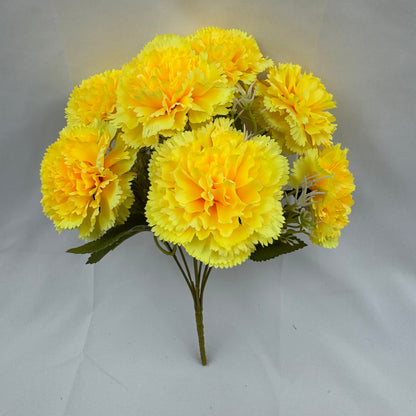 Yellow Silk Carnation Bush - 7 Heads