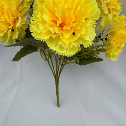 Yellow Silk Carnation Bush - 7 Heads