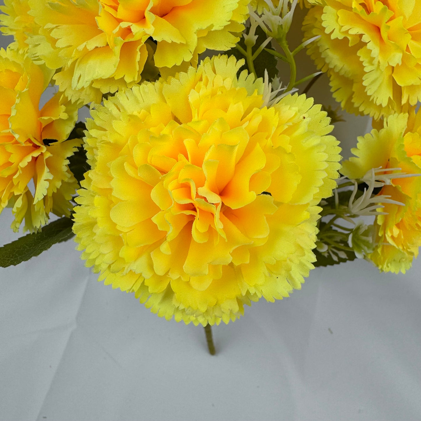 Yellow Silk Carnation Bush - 7 Heads