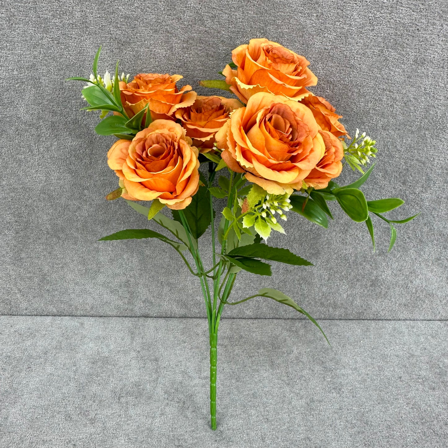 Orange Silk Rose Bush - 7 Heads