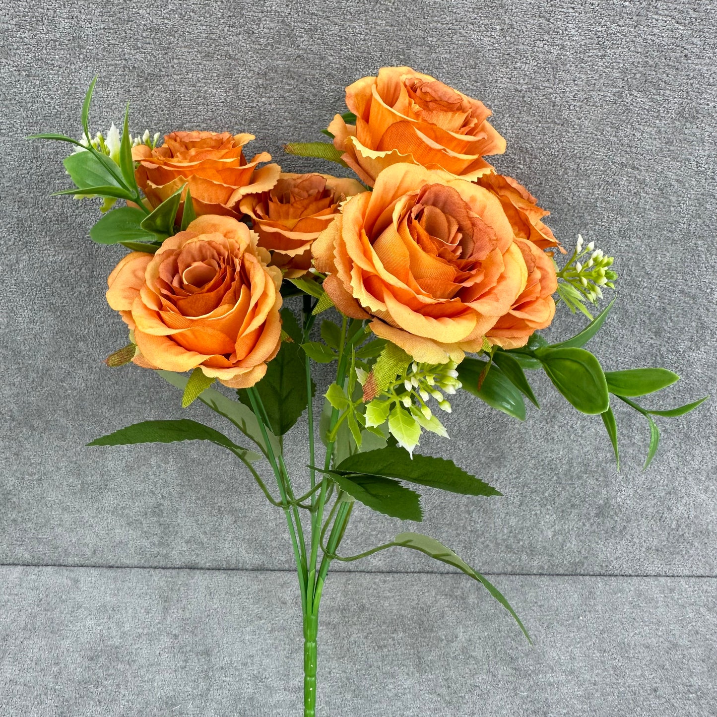 Orange Silk Rose Bush - 7 Heads