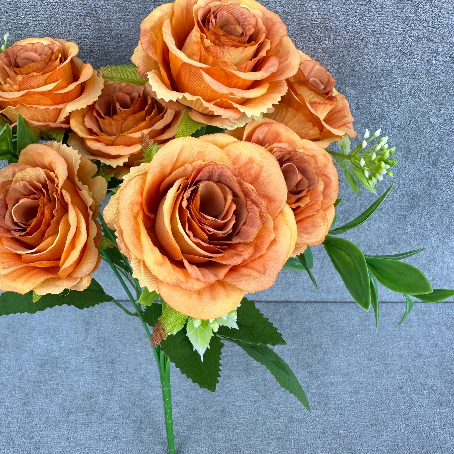 Orange Silk Rose Bush - 7 Heads