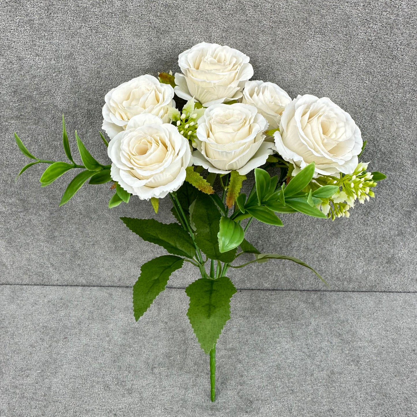 White Silk Small Rose Bush - 7 Heads