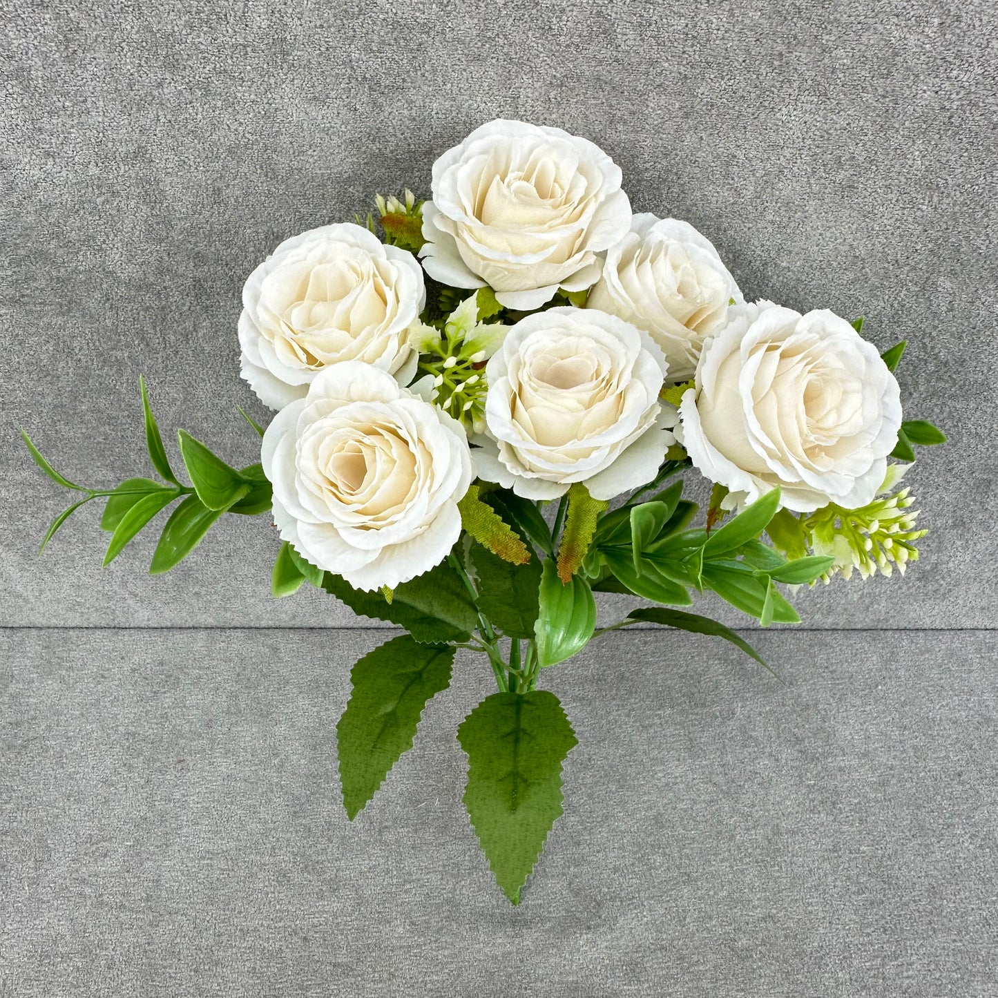 White Silk Small Rose Bush - 7 Heads