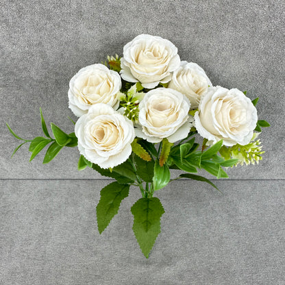 White Silk Small Rose Bush - 7 Heads