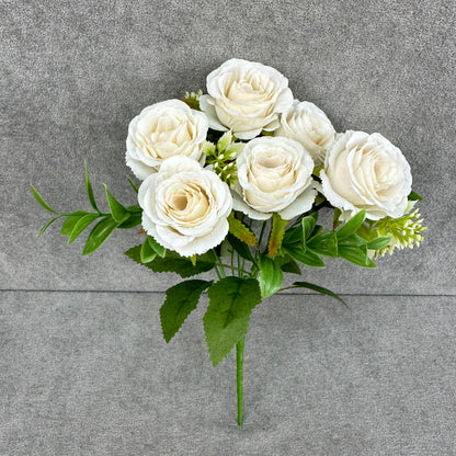 White Silk Small Rose Bush - 7 Heads