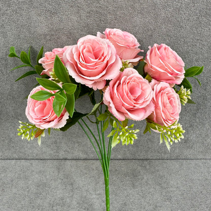 Pink Silk Rose Bush - 7 Heads