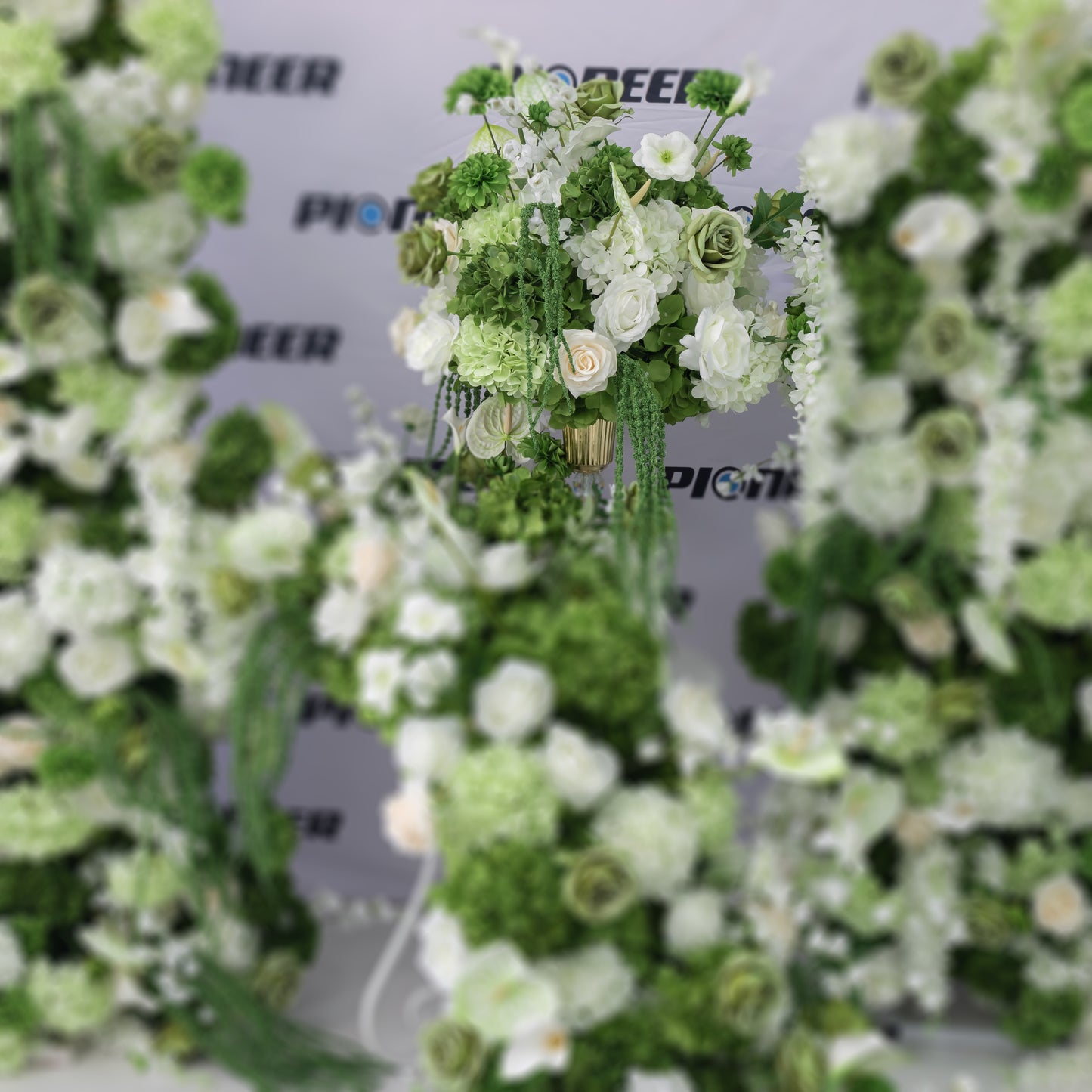 Green & White Rose Floral Centerpiece