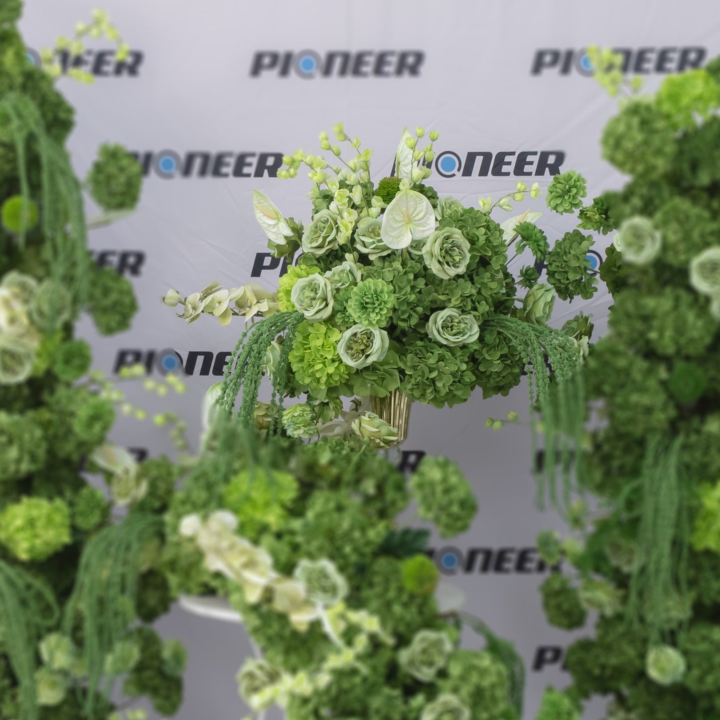 Lush Botanical Green Hydrangea Floral Centerpiece