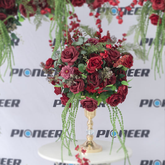 Wine & Crimson Rose Floral Centrepiece Arrangement
