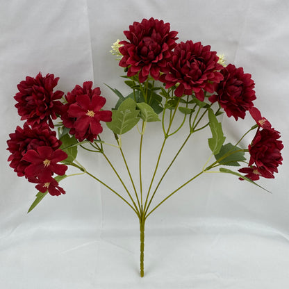 Red Silk Dahlia Bush - 7 Heads