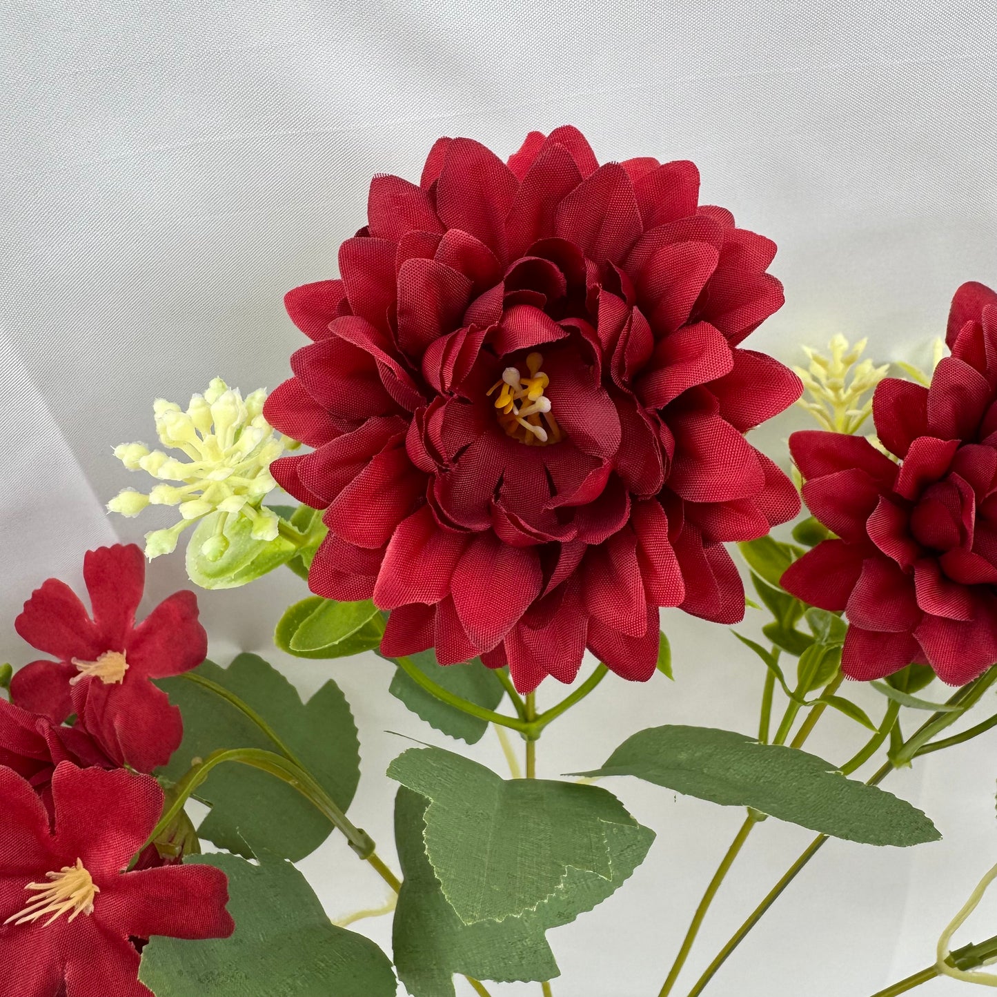 Red Silk Dahlia Bush - 7 Heads